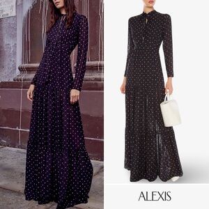 Alexis Marion Pleated Wrap Maxi Dress Black Rio Small EUC